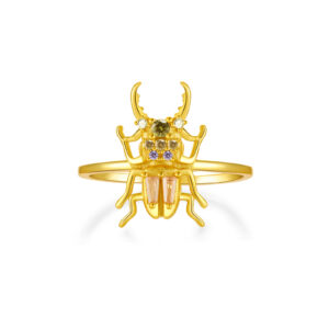 925 Silver Gold-Plated Beetle Gem Ring-MMR177