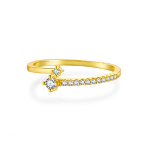 925 Silver Gold-Plated Star Pave Diamond Ring