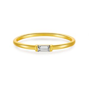 925 Silver Gold-Plated Baguette Ring-MMR207