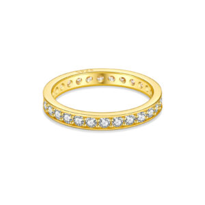 925 Silver Gold-Plated Eternity Pavé Diamond Ring-MMR247