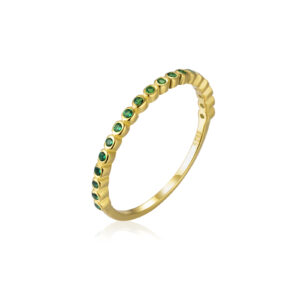 925 Silver Gold-Plated Emerald Accent Ring-MMR257
