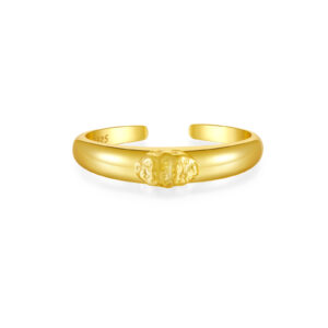 925 Silver Gold-Plated Engraved Cuff Band Ring-MMR295