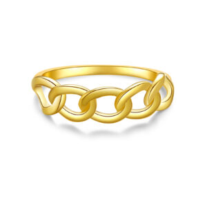 925 Silver Gold-Plated Chain-Link Band Ring-MMR319