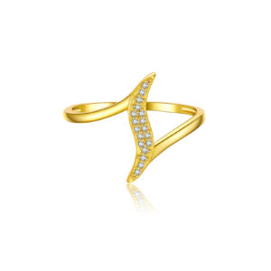 925 Silver Gold-Plated Twisted Diamond Ring-MMR327