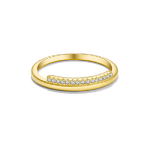 925 Silver Gold-Plated Half-Eternity Diamond Ring-MMR352