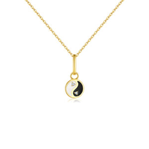 925 Silver Gold-Plated Yin Yang Pendant Necklace-MMN181