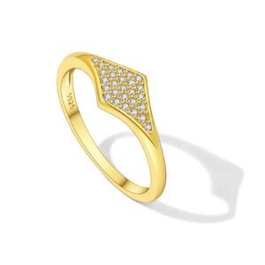 925 Silver Gold-Plated Chevron Diamond Ring-MMR396
