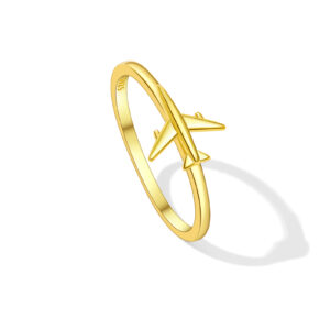 925 Silver Gold-Plated Airplane Accent Ring-MMR407