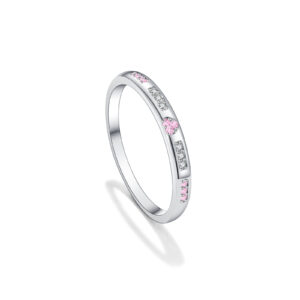 925 Silver Pink Accent Diamond Band Ring-MMR415/MMR416