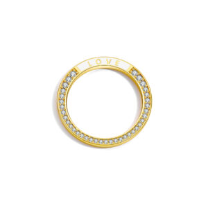925 Silver Gold-Plated 'LOVE' Diamond Hoop Ring-MMR418