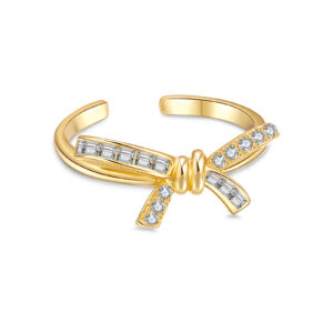 925 Silver Bow Diamond Ring-MMR490