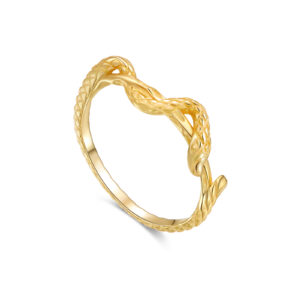 925 Silver Twisted Gold Ring-MMR491