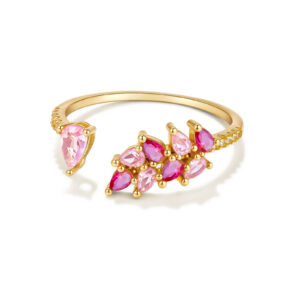 925 Silver Pink Gem Branch Ring-MMR506