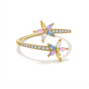 925 Silver Colorful Butterfly Diamond Ring-MMR507