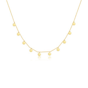 925 Silver Gold-Plated Disc Dangle Chain Necklace-MMN93