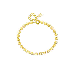 925 Silver 18K Gold Plated Disc Chain Bracelet, Size 15+3cm, Width 4mm-MMB21