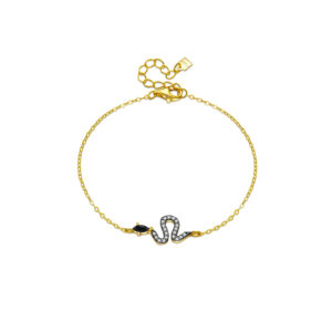 925 Silver 18K Gold Plated Snake Charm Bracelet 2 Colors, Size 15+3cm, Charm 7.5×14.5mm-MMB67