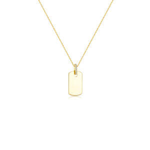 925 Silver Gold-Plated Dog Tag Pendant Necklace-MMN167