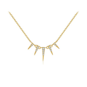 925 Silver Gold-Plated Spike Gem Dangle Necklace-MMN165