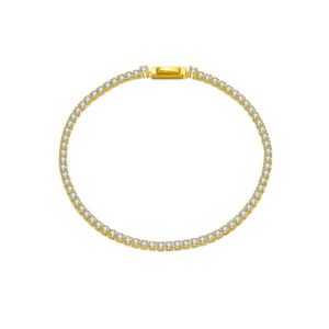 925 Silver Gold Plated 2.0mm CZ Tennis Bracelet, Size 17cm, Prong Setting-MMB88