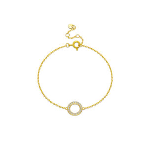 925 Silver Diamond Circle Dainty Bracelet,Size 15+3cm, Charm 10mm-MMB89