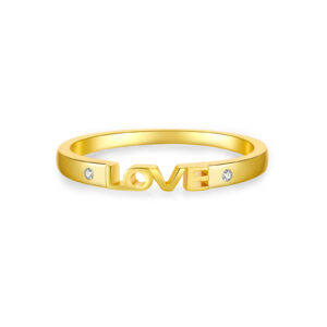 925 Silver Gold-Plated LOVE Diamond Ring-MMR190
