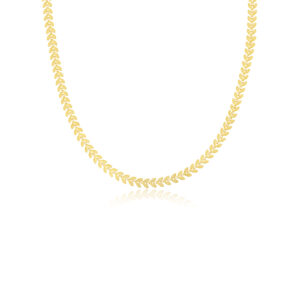 925 Silver Gold-Plated Laurel Leaf Chain Necklace-MMN161