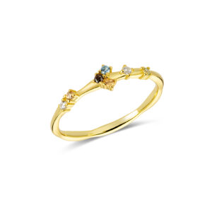 925 Silver Gold-Plated Twig Multi-Gem Ring-MMR152