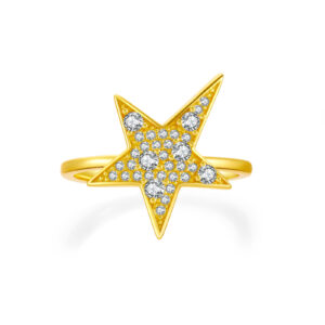925 Silver Gold-Plated Star Diamond Ring-MMR192