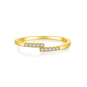 925 Silver Gold-Plated Diamond Line Slim Ring-MMR197