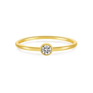 925 Silver Gold-Plated Solo Diamond Ring-MMR209