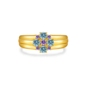 925 Silver Gold-Plated Blue-Purple Gem Ring-MMR215