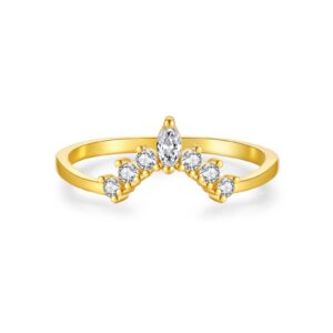 925 Silver Gold-Plated Crown Diamond Ring-MMR216