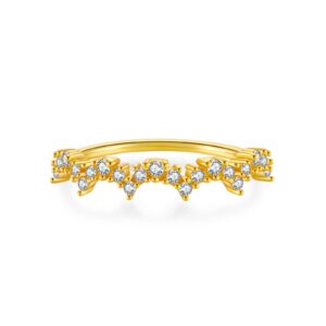 925 Silver Gold-Plated Star Diamond Ring-MMR217