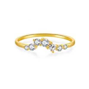 925 Silver Gold-Plated Diamond Cluster Ring-MMR222