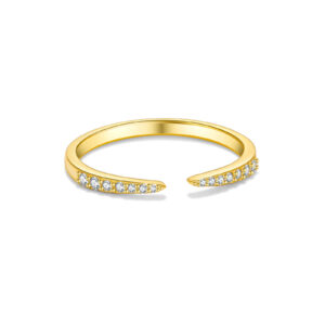 925 Silver Open-Band Pavé Diamond Ring-MMR243