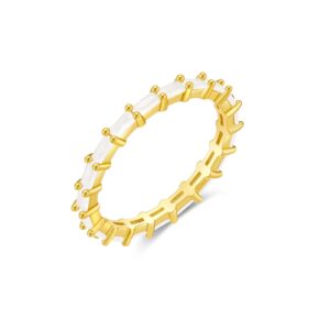 925 Silver Gold-Plated White Accent Studded Ring-MMR138