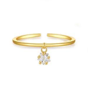 925 Silver Gold-Plated Pendant Diamond Open Ring-MMR147