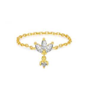 925 Silver Gold-Plated Chain Diamond Ring-MMR201