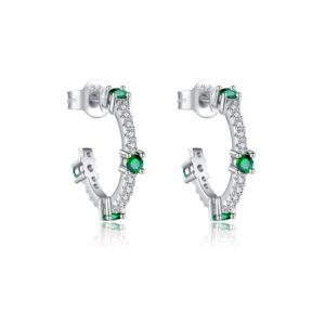 925 Silver Multi-Color Round CZ Prong Set Curved Stud Earrings Set-MME1217