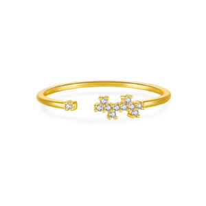 925 Silver Gold-Plated Cross Cluster Open Band Ring-MMR302