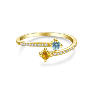 925 Silver Gold-Plated Two-Tone Gem Accent Band Ring-MMR313/MMR314