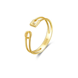 925 Silver Gold-Plated Lock & Key Open Ring-MMR322