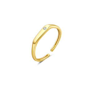 925 Silver Gold-Plated Solitaire Open Band Ring-MMR323