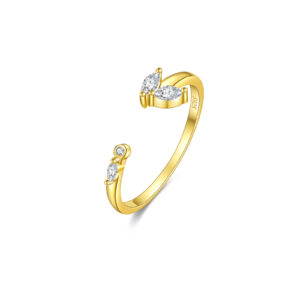 925 Silver Gold-Plated Arrow Diamond Open Ring-MMR331