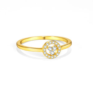 925 Silver Gold-Plated Halo Solitaire Ring-MMR335