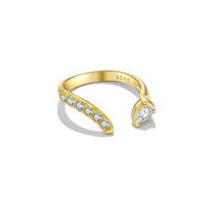 925 Silver Gold-Plated Asymmetric Diamond Ring-MMR348