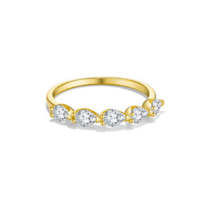 925 Silver Gold-Plated Marquise Diamond Band Ring-MMR349