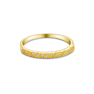 925 Silver Gold-Plated Geometric Pattern Diamond Ring-MMR353