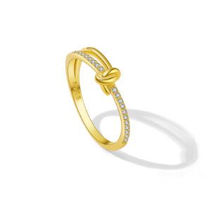 925 Silver Gold-Plated Knot Diamond Ring-MMR376